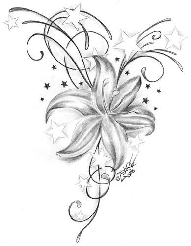 tropical flower tattoo. gun tattoo design flower