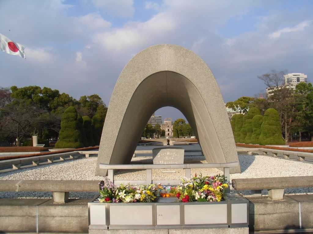 Hiroshima Peace Park A photo I took in Hiroshima Peace Park earlier this year. The Arch is directly underneath where the epicentre of the explosion was said to be.