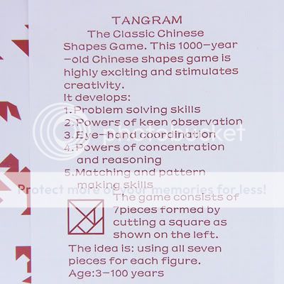 Tangram 7 piece square solid wood brain teaser puzzle  