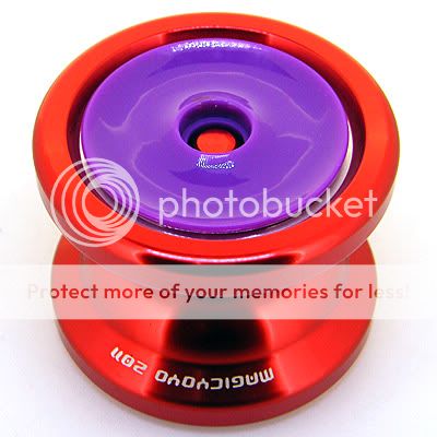 Magic YoYo T10 Dark Angel 2 Red with purple flat hubstacks Aluminum 